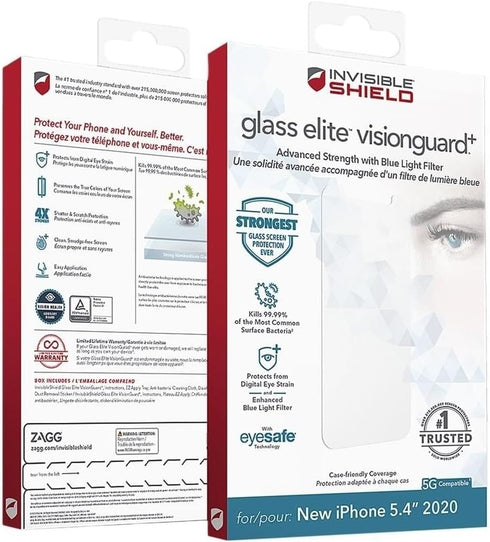 ZAGG InvisibleShield Glass Elite VisionGuard+ Screen Protector - for iPhone 12 Mini - Ultimate Scratch and Shatter Protection, Fingerprint Resista...