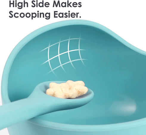 Suction Toddler Plates & Bowls Complete Set w/ Spoons Silicone Baby Bowls with Suction,Baby Feeding Baby Tableware Set for Boys Girl...