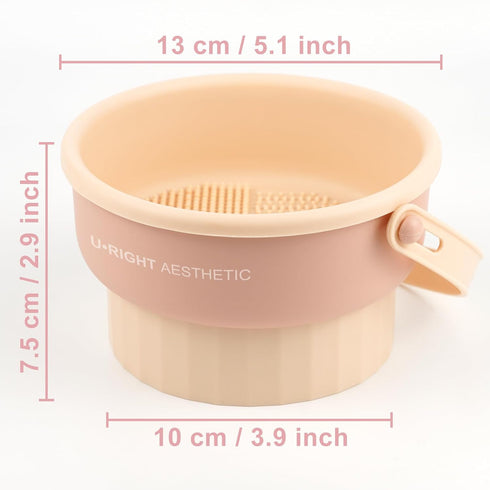 Makeup Brush Cleaner Mat 3 in 1 Silicone Makeup Brush Cleaning Bowl with Drying Holder Brush Cleaning Scrubber Tool Cosmetic Brush Cleaner with Ho...