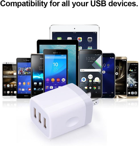 Muti Port USB Wall Charger,Sicodo 3.1Am Universal Travel Charger Block Power Plug Adapter Compatible with iPhone 15/14/13/12/11/X/8/Plus Pro Max M...