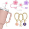 3PCS Silicone Straw Covers for Stanley Cup 30&40 Oz-3PCS Name ID Letter Handle Charm?0.4in/10mm Flower Silicone Straw Cover Cap?Dust-Proof Reusabl...