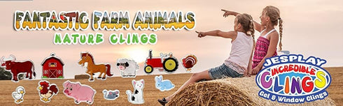 Farm Animals Gel Window Clings for Kids - Window Stickers for Toddlers, Animal Gel Clings Window Decals Kids Jelly Reusable Sticker - Home Car Pla...
