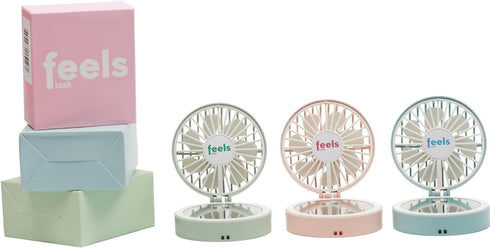 Compact Mini Fan Mirror Handheld Portable USB Rechargeable Adjustable Speed Fan for Eyelash Extensions Makeup Travel (Powder Pink)...