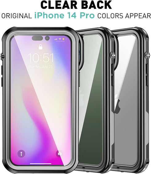AICase for iPhone 14 Pro Case Waterproof, Clear Water Proof Shockproof Dustproof Snowproof Full Body Rugged Transparent Underwater Phone Case for ...