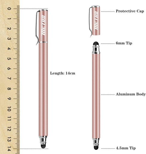 METRO Capacitive Stylus Pens, Rubber Tips 2-in-1 Series, High Sensitivity & Precision styli Pens for Touch Screens Devices (Rose Gold)...