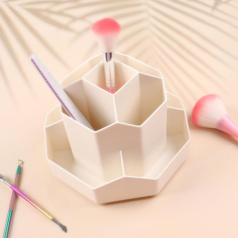 Makeup Brush Organize, 360° Rotating Nail Art Tool Holder Case, 9 Slot Make up Brushes Cup for Cosmetics, Nail Polish, Art, Office Supply, Vanity ...