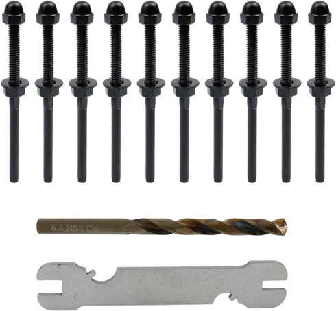 Antrader Black Cable Railing Kit Hand Swage Threaded Stud Tensioner for 1/8" Cable,12Pcs Set Deck Stair Cable Railing Hardware Tensioner T316 Stai...