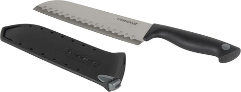 Farberware Edgekeeper 7-Inch Santoku Knife with Self-Sharpening Blade Cover, High Carbon-Stainless Steel Kitchen Knife with Ergonomic Handle, Razo...