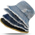 Distressed Denim Bucket Hat Ripped Frayed Edge Sun Hat for Women Men...