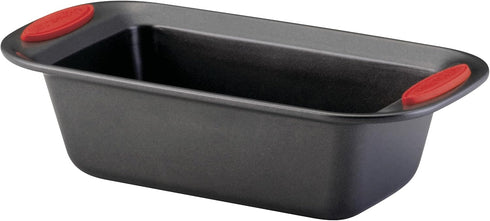 Rachael Ray 47962 Yum-o! Bakeware Oven Lovin' Nonstick Loaf Pan, 9-Inch by 5-Inch Steel Pan, Gray with Red Handles...