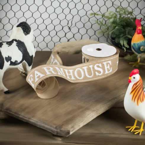 Craig Bachman 2.5" Farmhouse Royal Ribbon: Natural (10 Yards) Craft Floral Arrangement Gift Wrapping Wired Edge Ribbon...