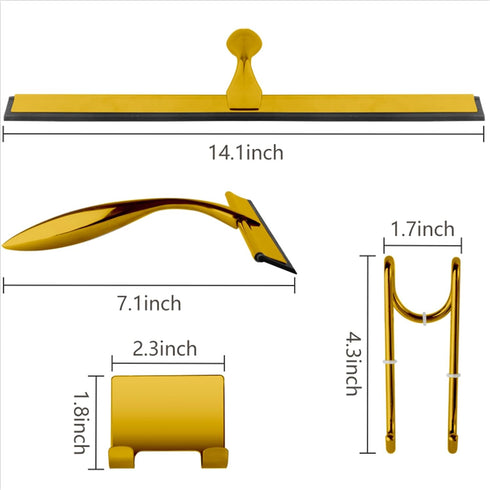 peafowl 14 inch Shower Squeegee Stainless Steel Bath Squeegee for Shower Glass DoorsBathroom Windows Kitchen Mirror and Car Glass with Hooks Holde...