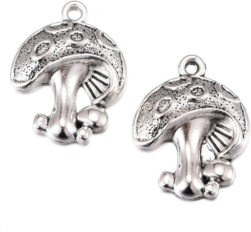 30pcs Antique Silver Plated Mushroom Charms Pendant DIY Bracelets Necklace Jewelry Making Craft Wholesale 25mmx20mm(A055)...