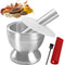 Stainless Steel Mortar and Pestle Set, Spices Grinder Pill Crusher with Silicone Protective Lid - Heavy Duty Mortar Pestle for Molcajete Herb Bowl...