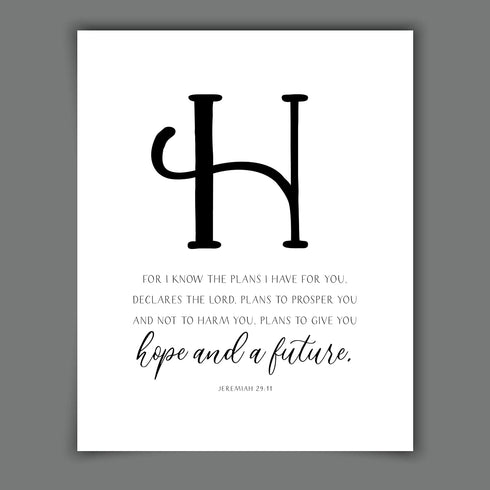 Scriptionery HOPE Christian Wall Art Set of 4 | Black and White Bible Verse Prints | Faith-Based Scripture Decor for Entryway, Prayer Room, Living...