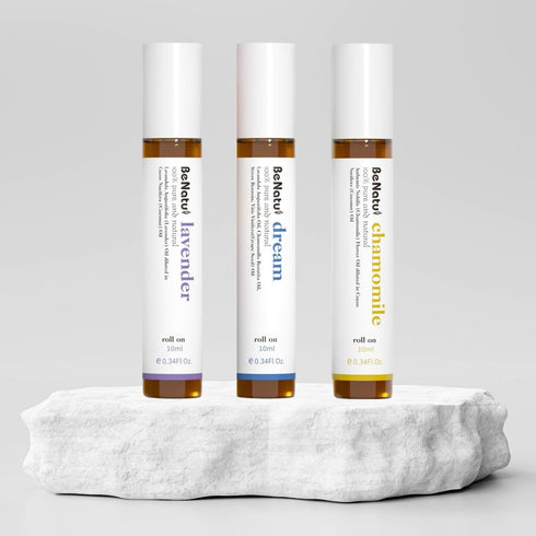 Benatu Essential Oil Roll On Set (Dream, Lavender, Chamomile), Aromatherapy Roller for Massage, Body Skin Care, Home - Natural Fragrance Gift for ...