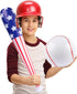 4 Pcs American Flag Inflatable Baseball and Baseball Bat,Blow Up Baseball Bat Beach Ball,Sports Theme Baseball Party Favors for Kids Adult Pool Be...