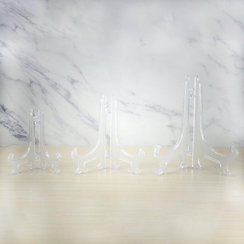 4 Inch/5 Inch/6 Inch Clear Small Plastic Easel Plate Stands Holder to Display Pictures, Plates, or Other Items at Weddings, Home Decoration, Birth...
