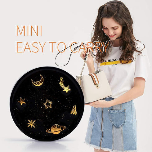 Contact Lens Case, Cute Moon And Stars Contact Holder Cases Kit with Lenses Remover Tool Tweezers Mirror Solution Bottle Portable Contacts Contain...