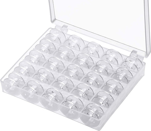 Eoehro 25 Pcs Bobbins for Sewing Machine, Sa156 Bobbins, Bobbins Class 15, Sewing Accessories, Plastic Bobbin with Case(1 Box)...