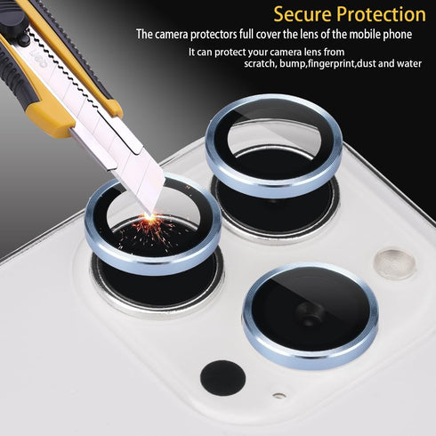 Camera Lens Protector for iPhone 13 Pro & iPhone 13 Pro Max, Tempered Glass Lens Protector Aluminum Alloy Ring Camera Cover Fits for iPhone 13 Pro...