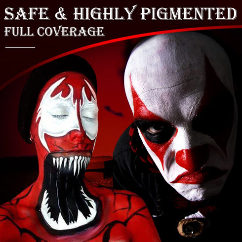 Red Face Body Paint Stick for Clown Zombie Halloween Makeup, DE’LANCI Cream Blendable Face Painting Sticks, SFX Special Effects Joker Santa Claus ...