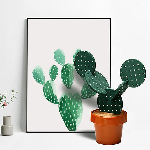 Cactus Coasters Set for Drinks of 6 Pieces,Funny Coasters Cactus Gift with Flowerpot Holder for Home Office Bar Decor...