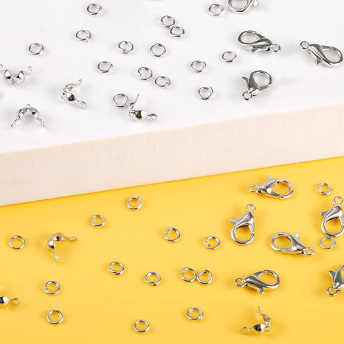Lobster Clasps for Jewelry Making, 500 Pcs Jewelry Making Supplies Includes 100 Pcs Lobster Claw Clasps, 200 Pcs Open Jump Rings and 200 Pcs Bead ...