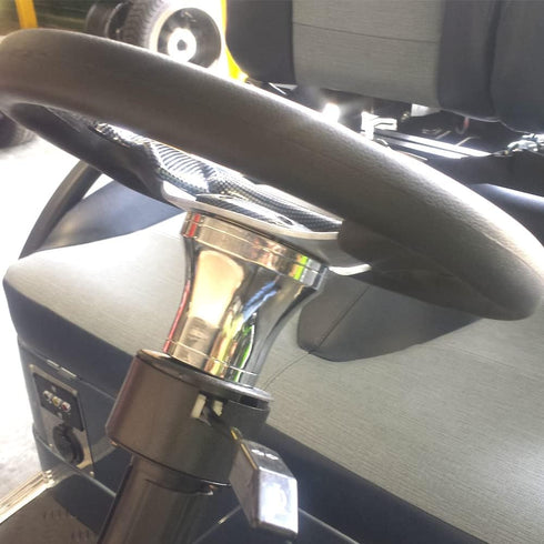 Classic Black Universal Steering Wheel and Steering Wheel Adapter Silver/Black For Club Car,EZGO and Yamaha Golf Carts. (Steering Wheel Adaptor - ...