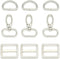 15Pcs Metal Swivel Snaps Hooks with D Rings and Tri-Glides Slide Buckles for Key Lanyard Purse Bag Straps Dog Collars DIY Sewing Hardware Craft (1...