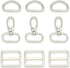 15Pcs Metal Swivel Snaps Hooks with D Rings and Tri-Glides Slide Buckles for Key Lanyard Purse Bag Straps Dog Collars DIY Sewing Hardware Craft (1...