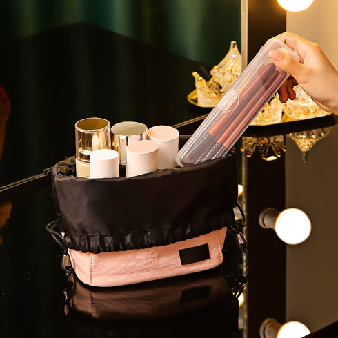 Portable Travel Cosmetic Brush Holder Dispenser Portable Cutlery box Storage Box with Transparent Lid Fixed Frame Storage Jar Cotton swab box Dent...