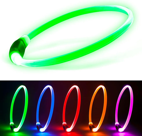 Led Dog Collars for Small Dog,Vizpet XS Light up Adjustable Collar USB Rechargeable Bright Safety Pet Collar for Cats Dogs(Green)...