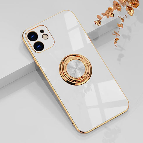 owner Compatible with iPhone 12 Case & iPhone 12 Ring Holder Case Shiny Plating Rose Gold Edge 360 Degree Rotation Kickstand for Women Girls Slim ...