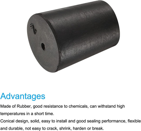 MECCANIXITY Rubber Tapered Plug 16mm to 20mm with Hole Test Tubes Bungs Stopper Black for Lab Home 10 Pieces...