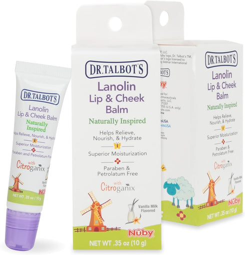 Dr. Talbot's Lanolin Lip & Cheek Balm for Baby, Naturally Inspired with Citroganix,Vanilla Milk Flavor, 2 Pack, 0.35 Ounce...