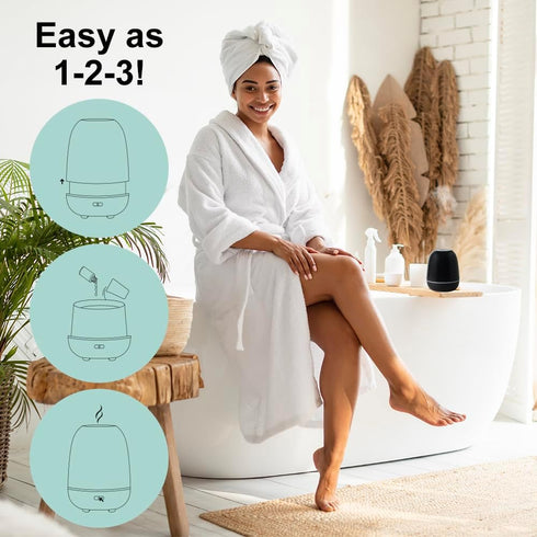 SpaRoom Mini Majesto Aromatherapy Ultrasonic Misting Essential Oil Diffuser for Medium Rooms, 100 mL Water Capacity, Matte Black...