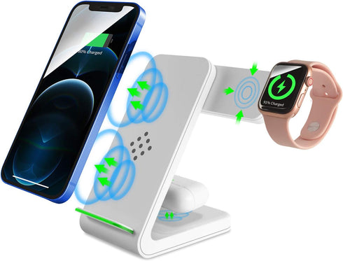 Wireless Charging Stand, Sunffice 3 in 1 Fast Charging Wireless Charging Station Dock for iWatch SE/6/5/4/3/2, Airpods Pro/2/3, iPhone 13/12/11/11...