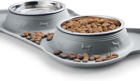 Hubulk Pet Dog Bowls 2 Stainless Steel with No Spill Non-Skid Silicone Mat + Pet Food Scoop Water and Food Feeder Bowls for Feeding Small Medium L...