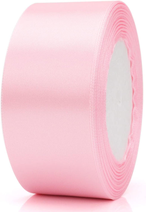 1-1/2 inch Light Pink Solid Satin Ribbon 25 Yards 100% Polyester Fabric Soft and Durable for Wedding Invitations, Bridal Bouquets, Sewing, Party D...