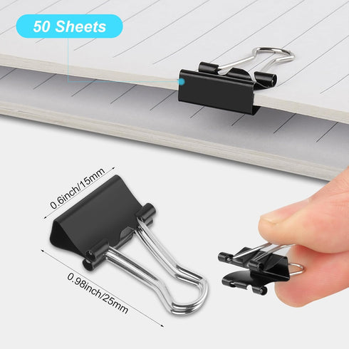 240 Pcs Mini Binder Clips, Small Binder Clips, 15mm Black Clips for office...