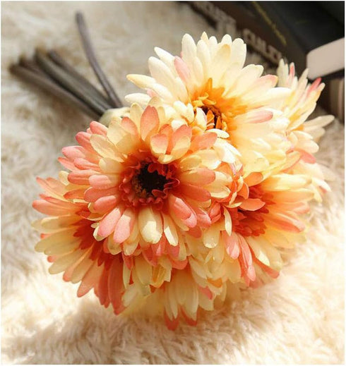Artificial Gerbera Flower Artificial Daisy Flowers Bride Bridesmaid Holding Flowers 7 Stems Silk Daisies Flower Wedding Bouquet Living Room Office...