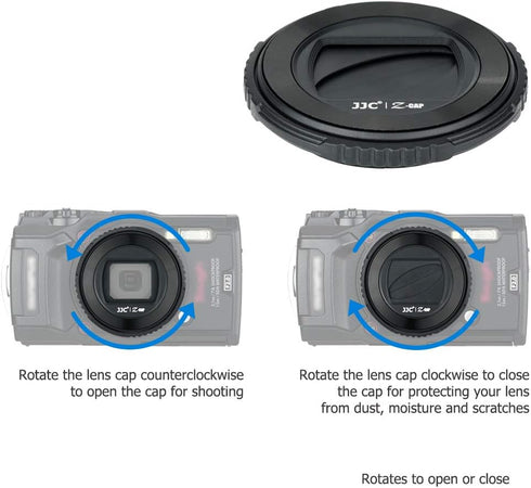 JJC LB-T01 Lens Cap Cover Protector for Olympus TG-7 TG7 TG-6 TG6 TG-5 TG5 TG-4 TG4 TG-3 TG3 TG-2 TG2 TG-1 TG1 Tough Waterproof Camera, Rotate to ...