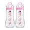 MAM Easy Active Baby Bottles 11oz, Fast Flow Skinsoft Silicone Nipple with Wide Neck Ergonomic Design, Easy to Hold, BPA-Free, Bottles with Leak-P...