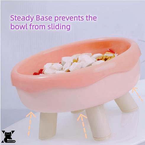 Elevated Cat Bowls, Combined 2 Bowls, Whisker Friendly Bowls for Cat. Sweet Donut Shaped (Pink)...