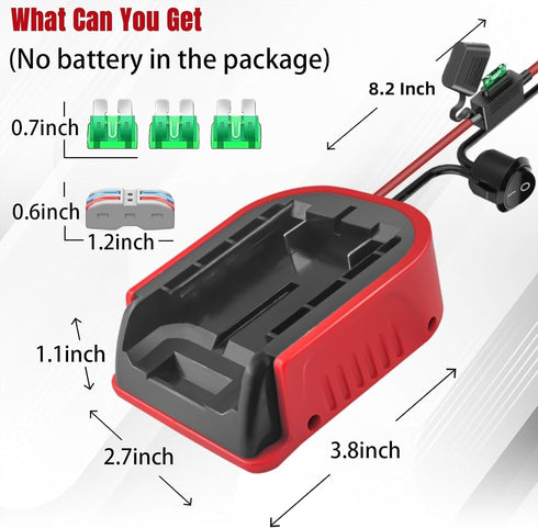 EID 2 Pack for Power Wheel Battery Adapter Fit for Craftsman 20V V20 Battery with Wire Connector, 14 Gauge Wire, 30Amp Fuse and Switch Button, DIY...