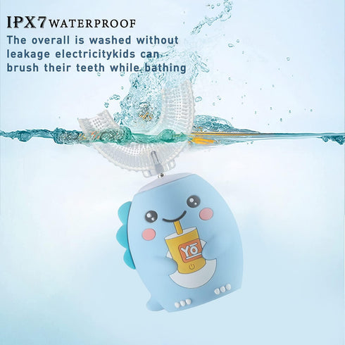 Kids Electric Toothbrushes, U Shaped Ultrasonic Toothbrush,Rechargeable Kids Toothbrush w/Smart Timer, Sonic Toothbrush Kids with 6 Modes, IPX7 Wa...