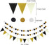 ZERODECO Party Decoration, 21 Pcs Black and Gold Hanging Paper Fans, Pom Poms Flowers, Garlands String Polka Dot and Triangle Bunting Flags for Bi...