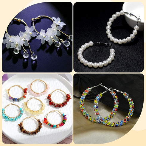 1 Box 30 Pairs 3 Style Hoop Earring Findings Round Earring Beading Hoops Silver Hypoallergenic Stainless Steel Large Earrings Open Dangle Earring ...
