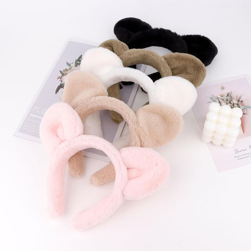 Ondder 5 Pack Bear Ears Skincare Headband for Washing Face Fuzzy Makeup Headband Cute Fur Spa Face Wash Make Up Headband Head Bands for Women’s Ha...